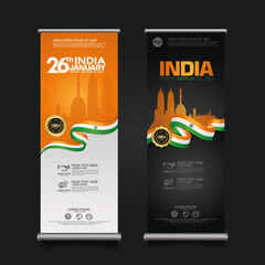 set roll up banner promotions India happy Republic Day background template