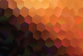 Fototapeta na wymiar Dark Orange vector cover with set of hexagons.