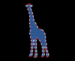 Giraffe animal United States of America USA Flag illustration