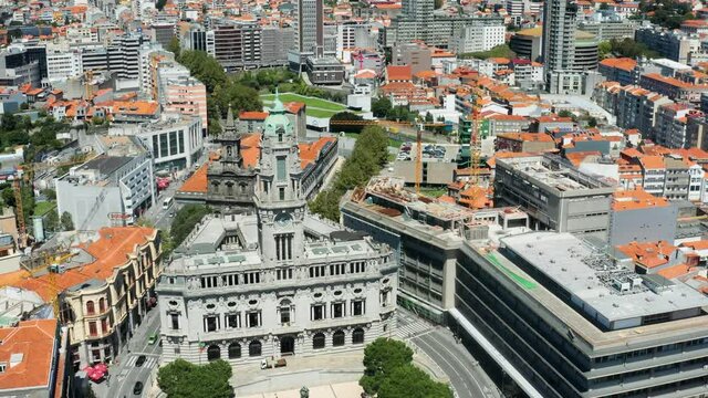 Aerial shot of Porto city Hall