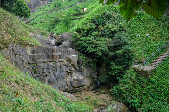 Sculptures carved into the rock at the archaeological site of Unakoti in the state of Tripura. India.