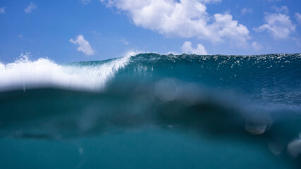 Fototapeta premium majestic nature backgrounds with high crushing waves in the ocean. High quality photo