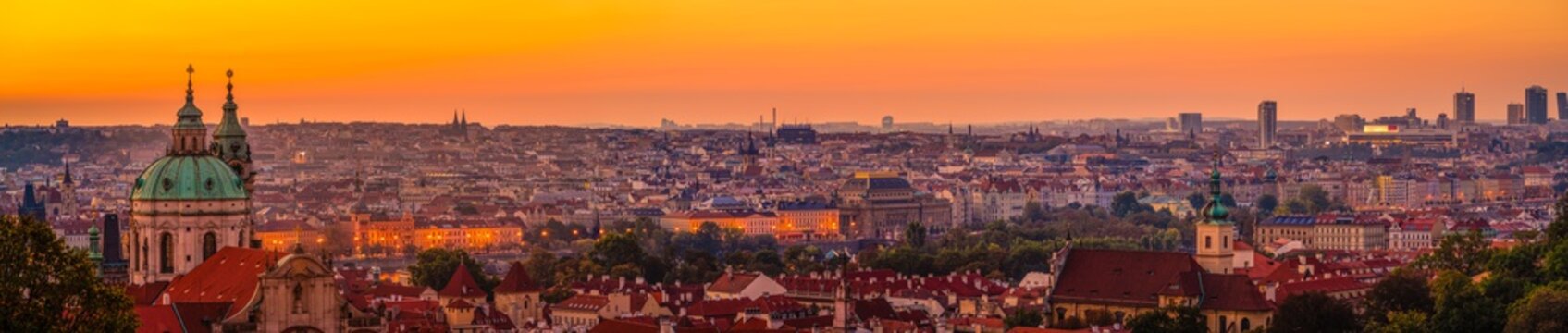 Skyline sunrise panorama of Prague city in Czech Republic © Pawel Pajor