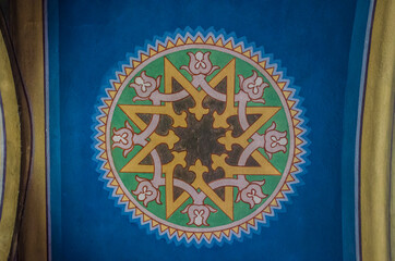 Zhovkva city fresco mandala in the church of the Basilian monastery.