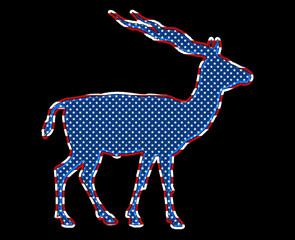Deer Antler reindeer moose United States of America USA Flag illustration