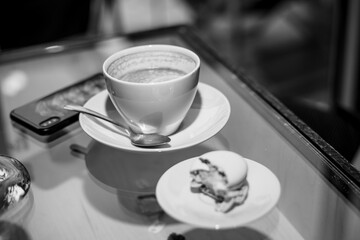 a cup of half-drunk coffee