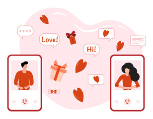 Relationship Romantic Love People Phone Vector