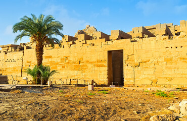 The outer wall of Hypostyle Hall, Karnak Temple, Luxor, Egypt