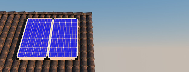 Solar-modul auf dem Dach bei Tag