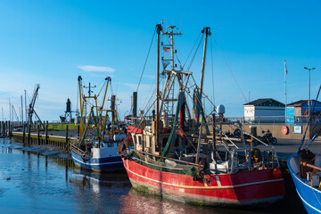 Shrimp boats in the old fishing port of Dorum