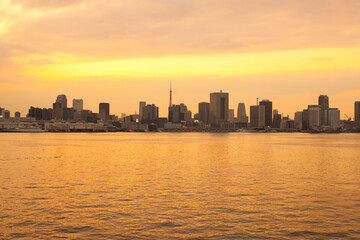 Cityscape of Tokyo at sunset, Japan