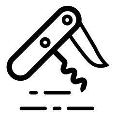 Tourist Pocket Hand Knife Flat Icon Isolated On White Background