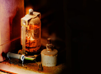 old electronic vacuum radio tubes with an inscription USSR