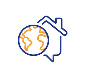 Work at home line icon. Outsource job sign. Remote office symbol. Quality design element. Line style work home icon. Editable stroke. Vector