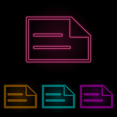 writing on paper color neon set. Simple thin line, outline vector of web icons for ui and ux, website or mobile application