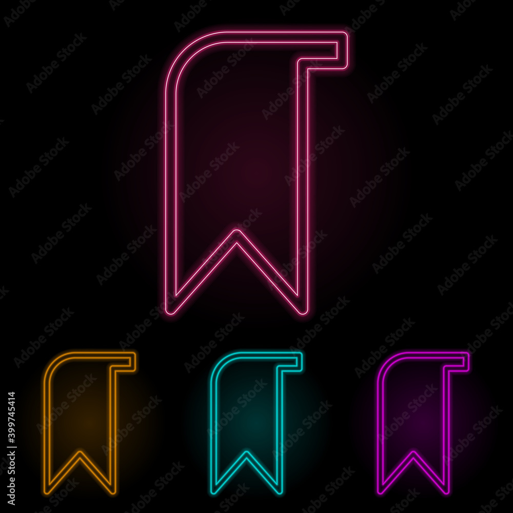 Poster tab color neon set. simple thin line, outline vector of web icons for ui and ux, website or mobile a