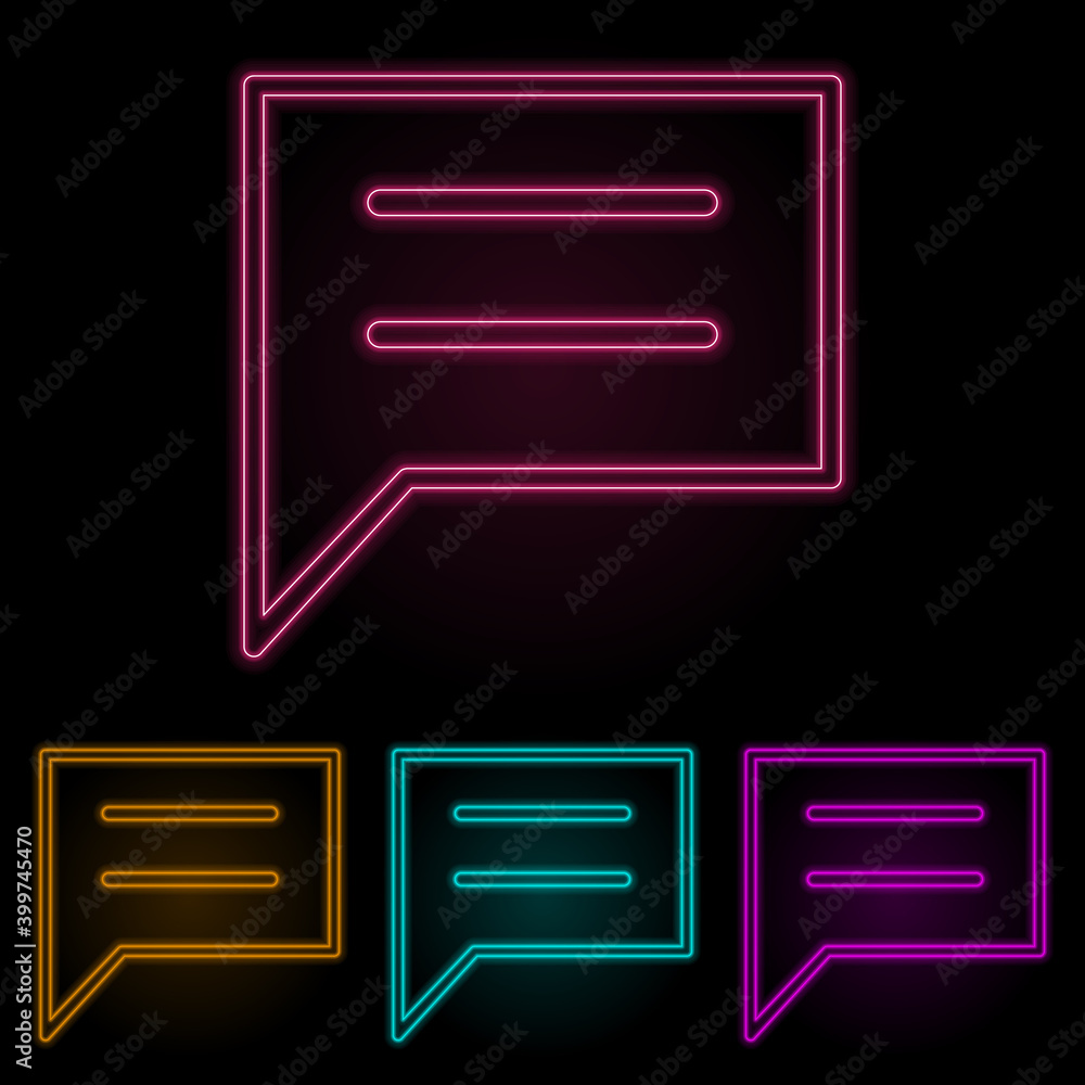 Poster communication bubble color neon set. simple thin line, outline vector of web icons for ui and ux, we