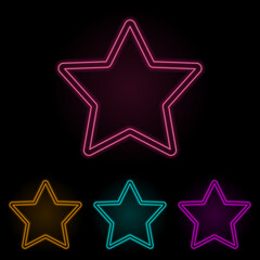 five-pointed star color neon set. Simple thin line, outline vector of web icons for ui and ux, website or mobile application