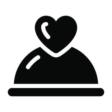 
Heart Cloche, Food Service Solid Icon Design
