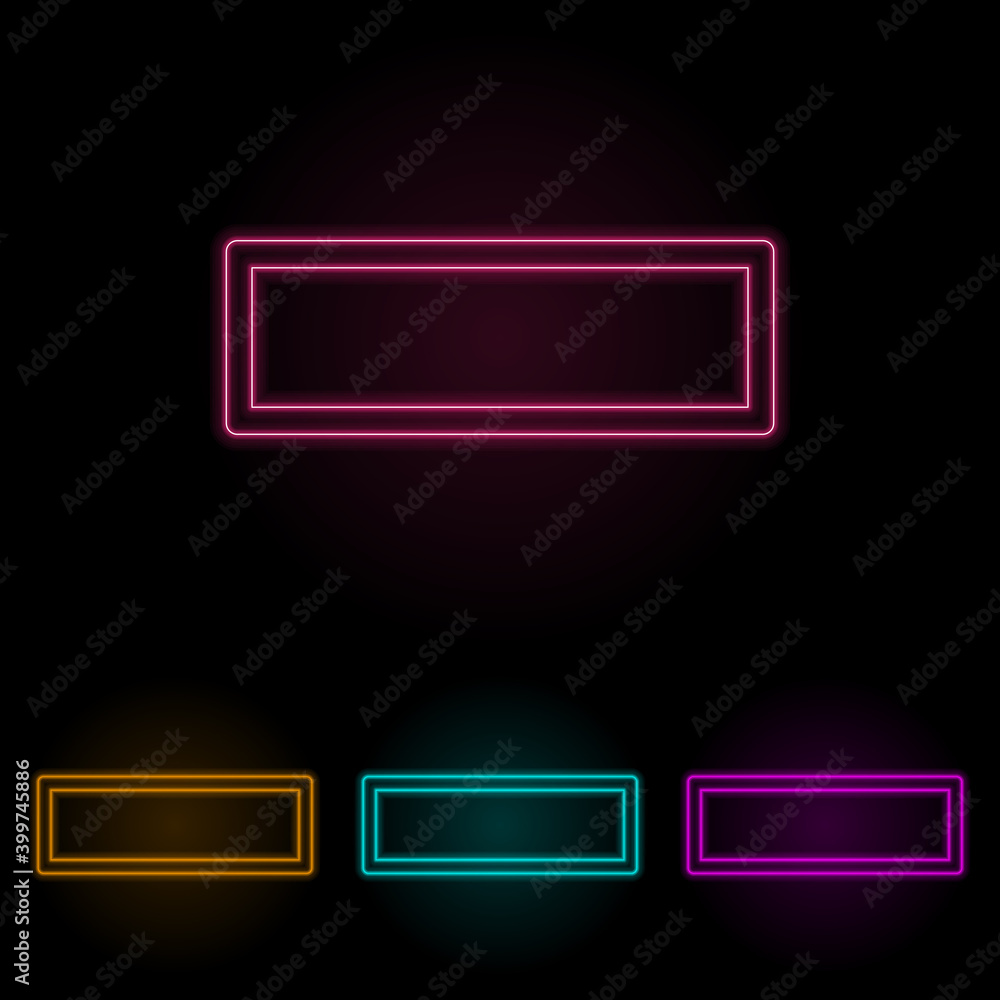 Poster minus sign color neon set. simple thin line, outline vector of web icons for ui and ux, website or m