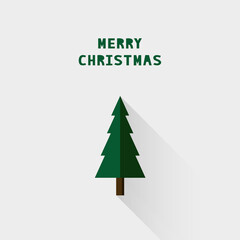 Merry Christmas with Christmas tree in flat design
