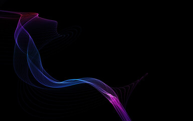 Dark abstract background with a glowing abstract waves