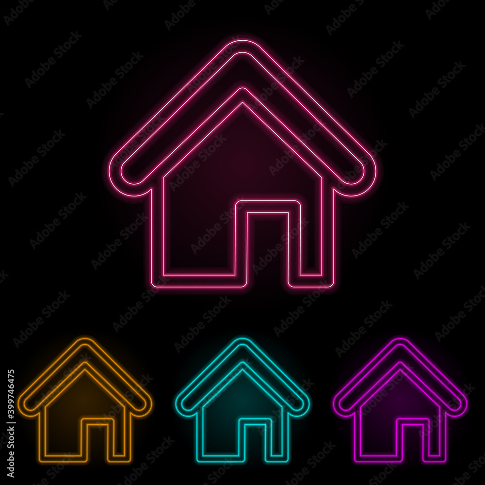 Poster house color neon set. simple thin line, outline vector of web icons for ui and ux, website or mobile