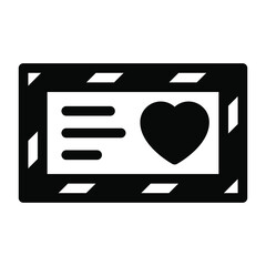 
Romantic chat glyph icon, heart inside speech bubble
