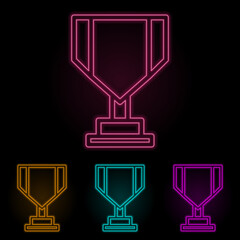 cup color neon set. Simple thin line, outline vector of web icons for ui and ux, website or mobile application