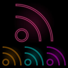 communication sign color neon set. Simple thin line, outline vector of web icons for ui and ux, website or mobile application
