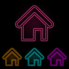 house color neon set. Simple thin line, outline vector of web icons for ui and ux, website or mobile application