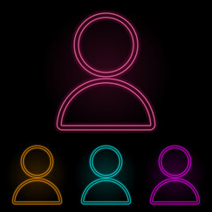 human color neon set. Simple thin line, outline vector of web icons for ui and ux, website or mobile application