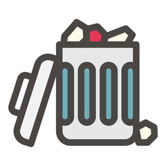Litter Bin Flat Icon Isolated On White Background