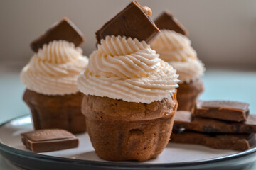 cupcake, cake, dessert, food, chocolate, sweet, cupcakes, baked, icing, cream, frosting, muffin, cup, white, snack, pink, delicious, pastry, birthday, vanilla, isolated, cakes, bakery, baking, nobody