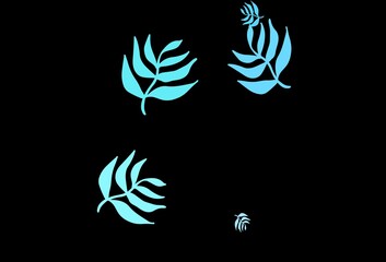 Dark Blue, Green vector doodle texture with leaves.