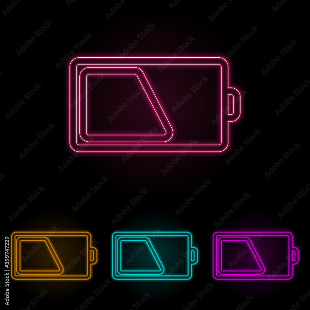 Poster sign half charge color neon set. simple thin line, outline vector of web icons for ui and ux, websit