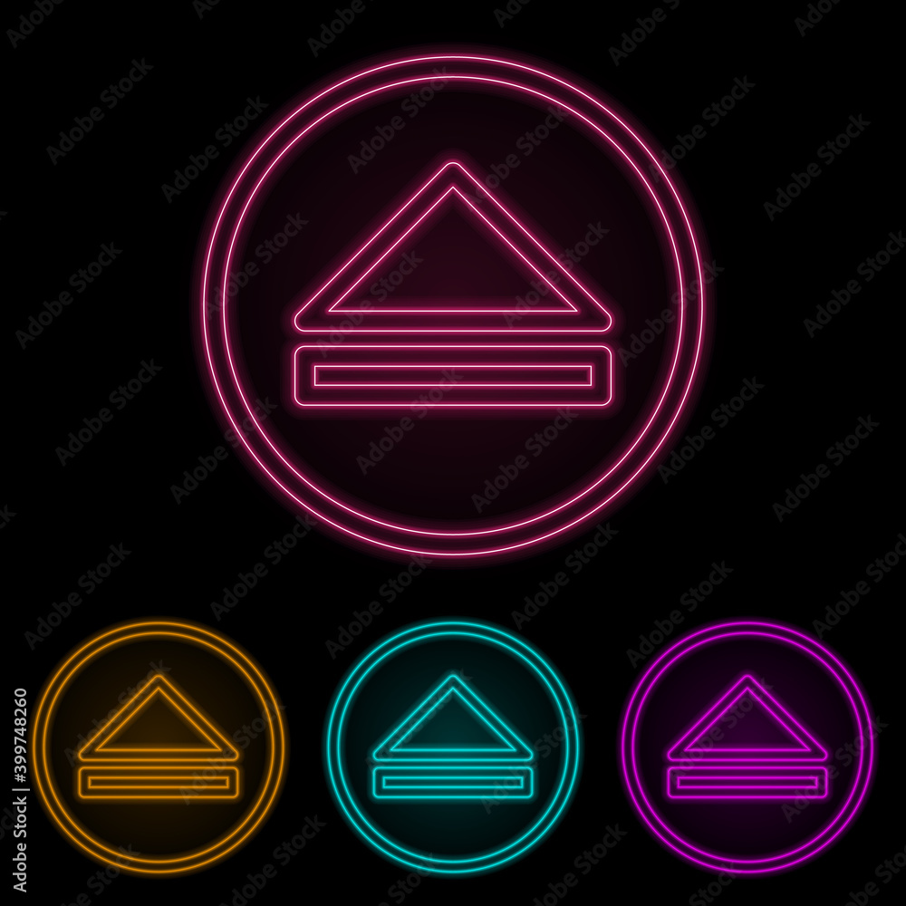 Poster opening sign in a circle color neon set. simple thin line, outline vector of web icons for ui and ux