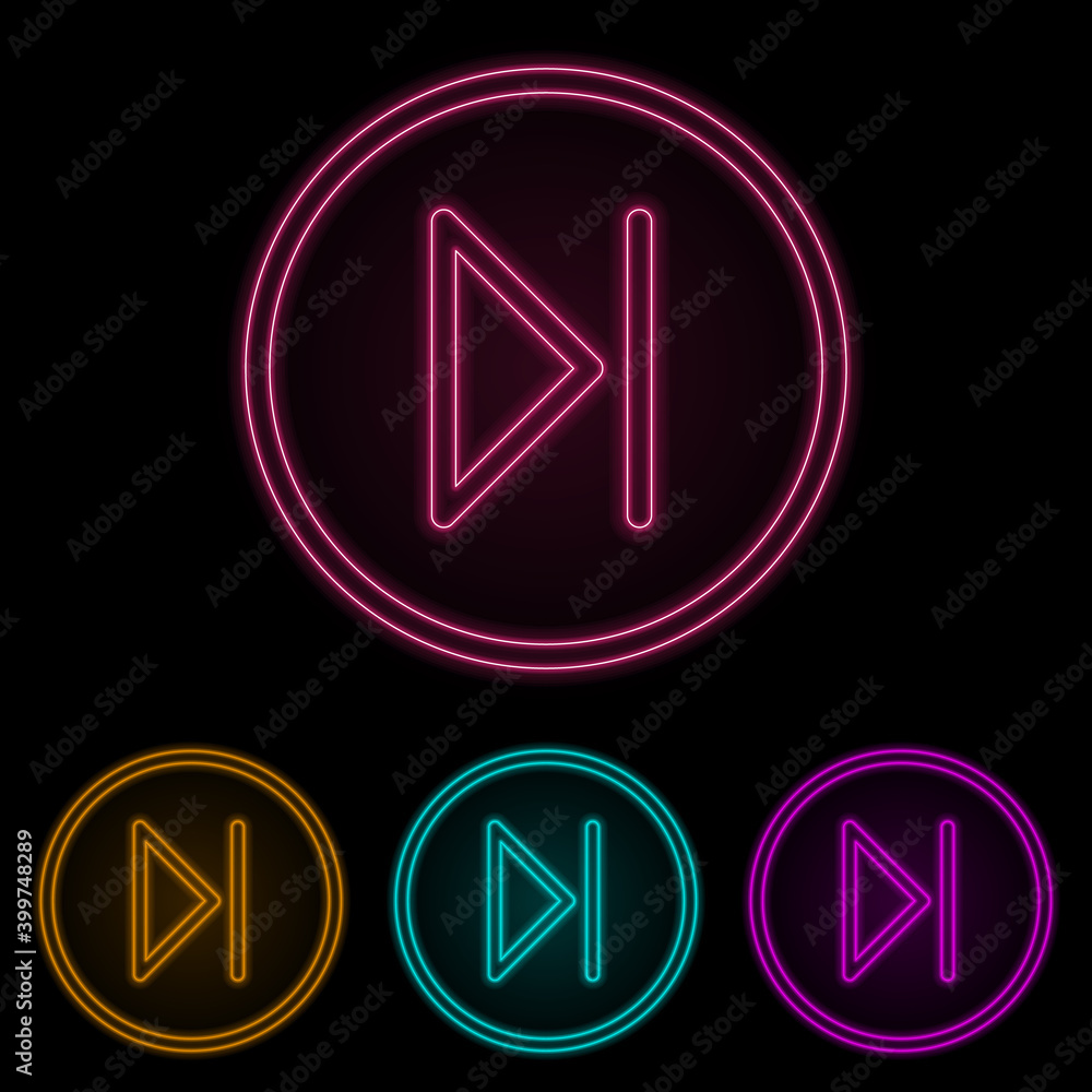 Poster slow-motion sign in a circle color neon set. simple thin line, outline vector of web icons for ui an