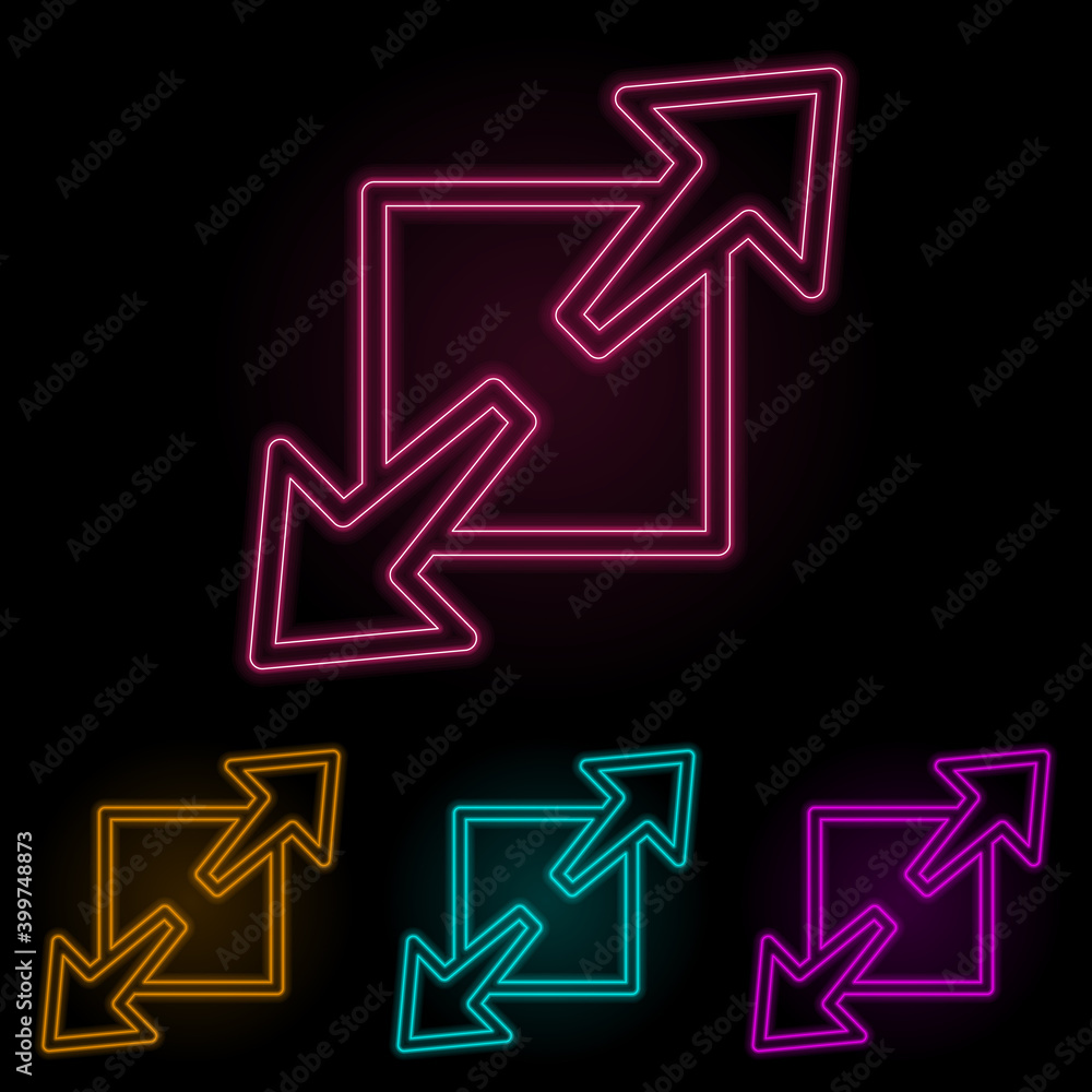 Poster extension sign color neon set. simple thin line, outline vector of web icons for ui and ux, website 
