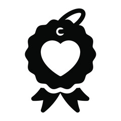 
Love badge with keyring, heart keychain in solid style 
