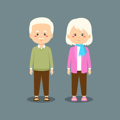 Stock Vector Elderly Couple Character