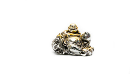 Feng Shui symbol of prosperity, Happy Buddha or smaile buddha on white background