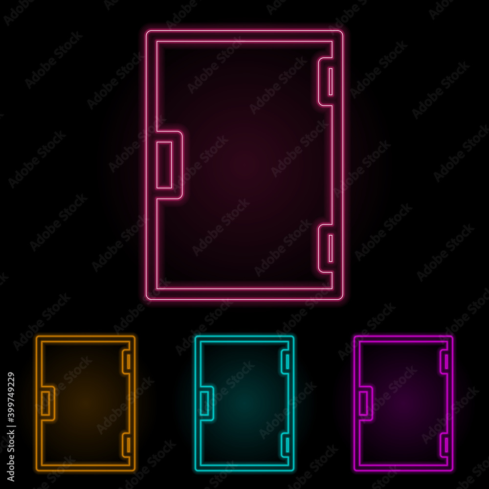 Poster book color neon set. simple thin line, outline vector of web icons for ui and ux, website or mobile 