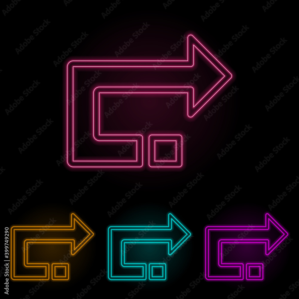 Poster back arrow color neon set. simple thin line, outline vector of web icons for ui and ux, website or m