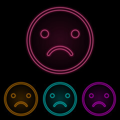 emotionally upset color neon set. Simple thin line, outline vector of web icons for ui and ux, website or mobile application
