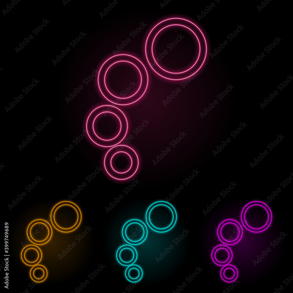 Poster bubbles color neon set. simple thin line, outline vector of web icons for ui and ux, website or mobi