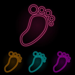 footprint color neon set. Simple thin line, outline vector of web icons for ui and ux, website or mobile application