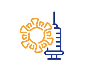 Coronavirus vaccine line icon. Covid virus sign. Infection protect symbol. Quality design element. Line style coronavirus vaccine icon. Editable stroke. Vector