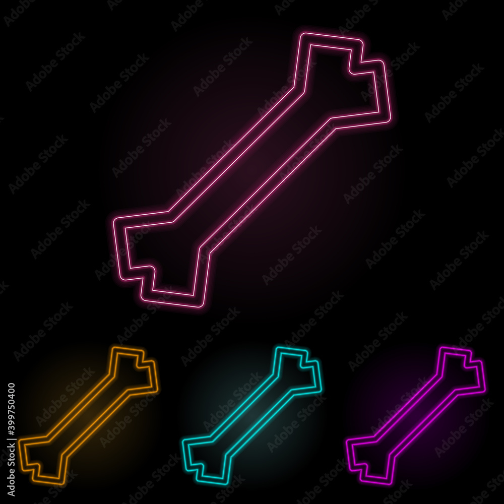 Poster bone color neon set. simple thin line, outline vector of web icons for ui and ux, website or mobile 