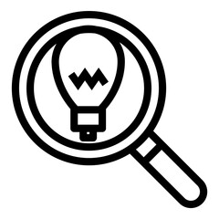Idea Search Magnifying Glass Bulb Flat Icon Isolated On White Background